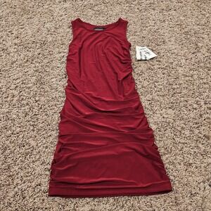 Un Deux Trois Burgundy Ruched Dress Girls Size‎ 12 Sleeveless Cocktail